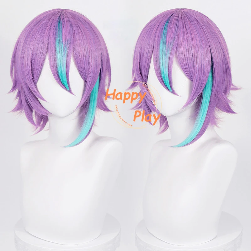 2 Styles Anime Kamishiro Rui Cosplay Wig Blue Purple Mixed Wigs Heat Resistant Synthetic Hair Halloween Unisex Wigs + Wig Cap