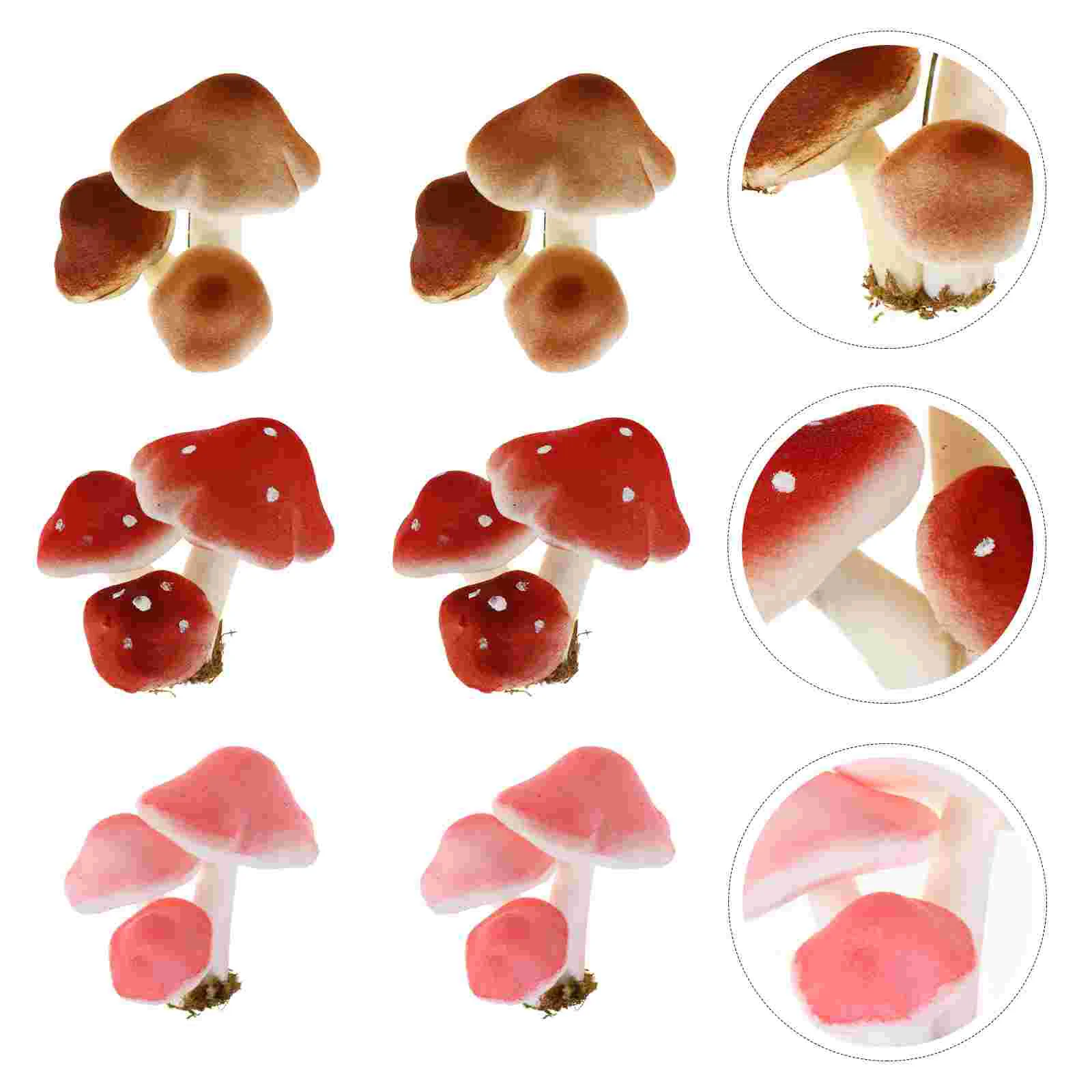 

6 Pcs Simulated Mushroom Artificial Plant Plants Miniature Ornaments Froth Landscape Decor Indoor Pot Model Micro Decoration