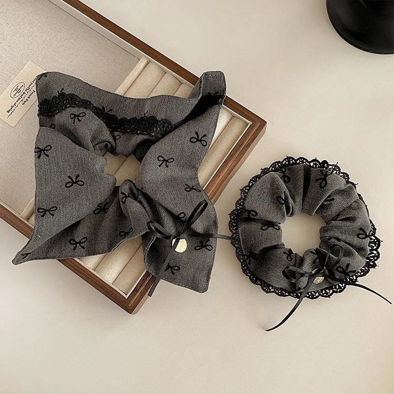 Bogen Polka Dot Quadratisches Handtuch Dickdarm Haarband High Sense Retro Stirnband Kugelkopf Gummiband Haarschmuck Haarband – Detail 8