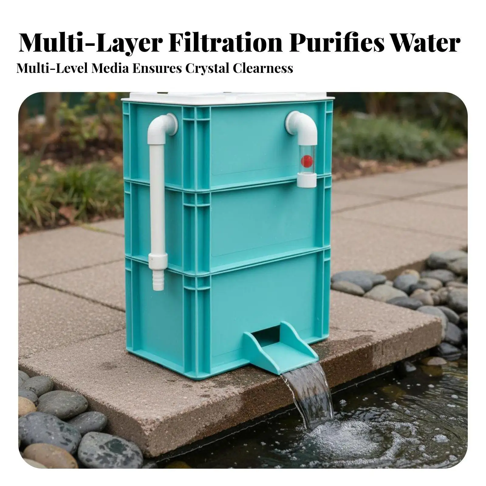 Modular Aquarium Circulation Filter Box for Fish Tank Pond with Trickle Down Design Pump and Waterfall Feature