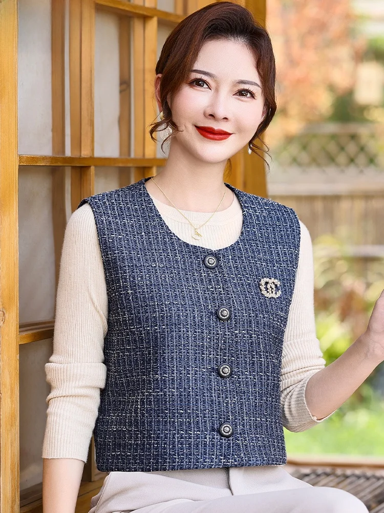 

Новинка 2024: Элегантный жилет-пальто для мам, модный осенний жилет для женщин среднего и старшего возраста, весенне-осенний топ