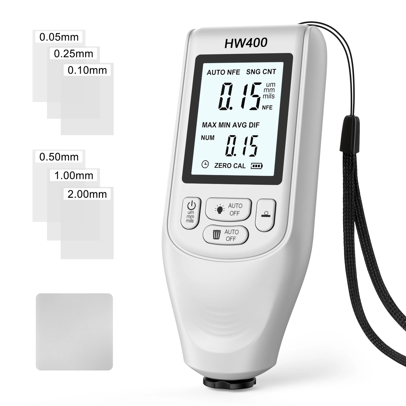 2024 New Car Coating Thickness Gauge 0.1micron/0-2000um Car Paint Film Thickness Tester Measuring Tool Fe & NFe Coating Meter