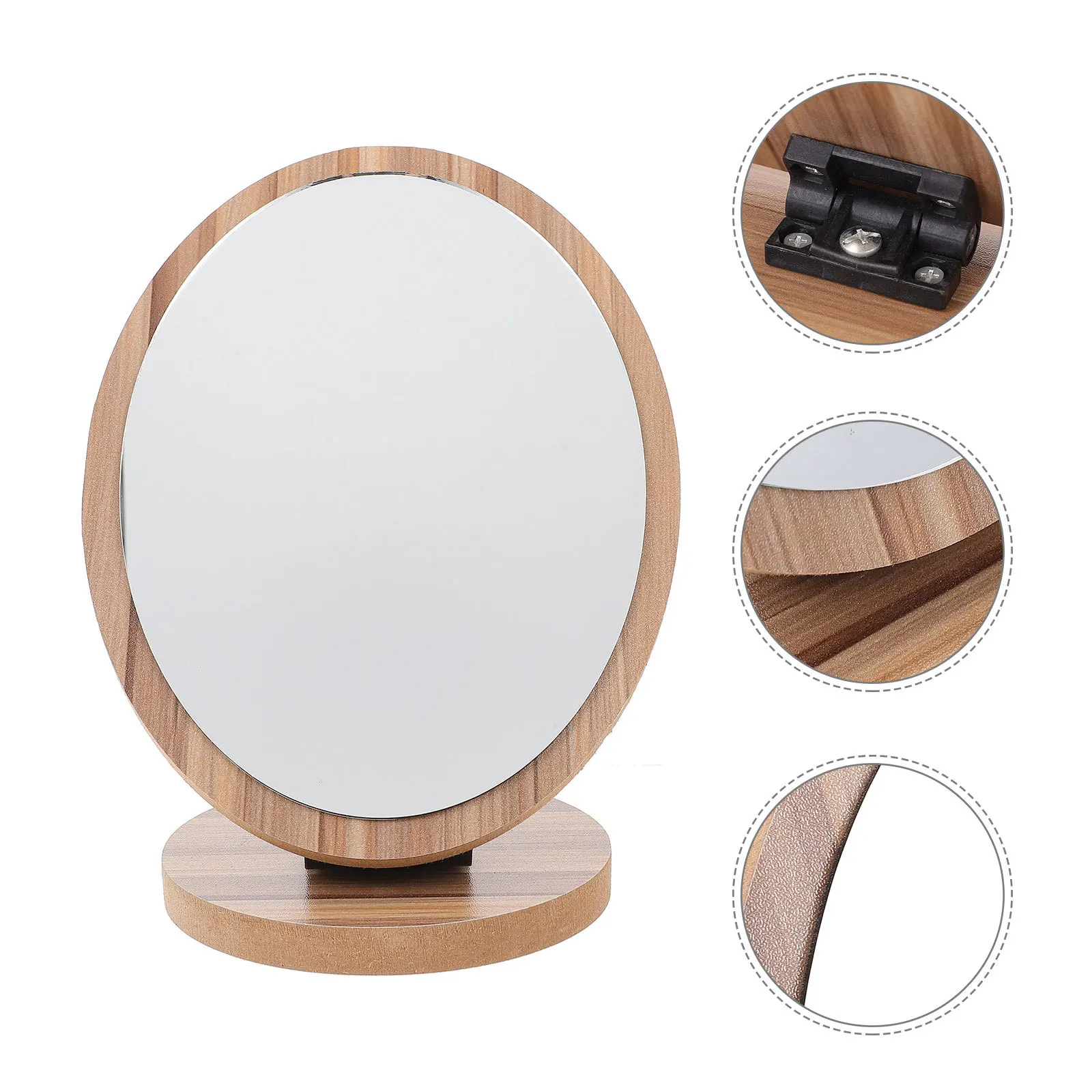 1 stuks houten make-upspiegel desktop draagbare high-definition helder oppervlak stabiele basis elegante stijl cadeau voor familievrienden