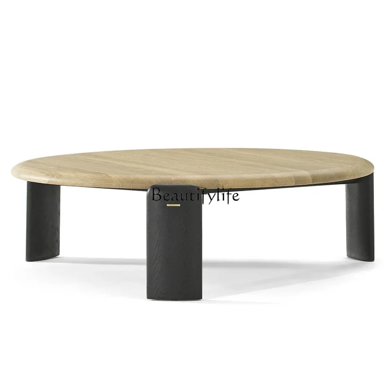 

ls 42Wabi Sand wind all solid wood round coffee table Italian simple modern imported oak round table