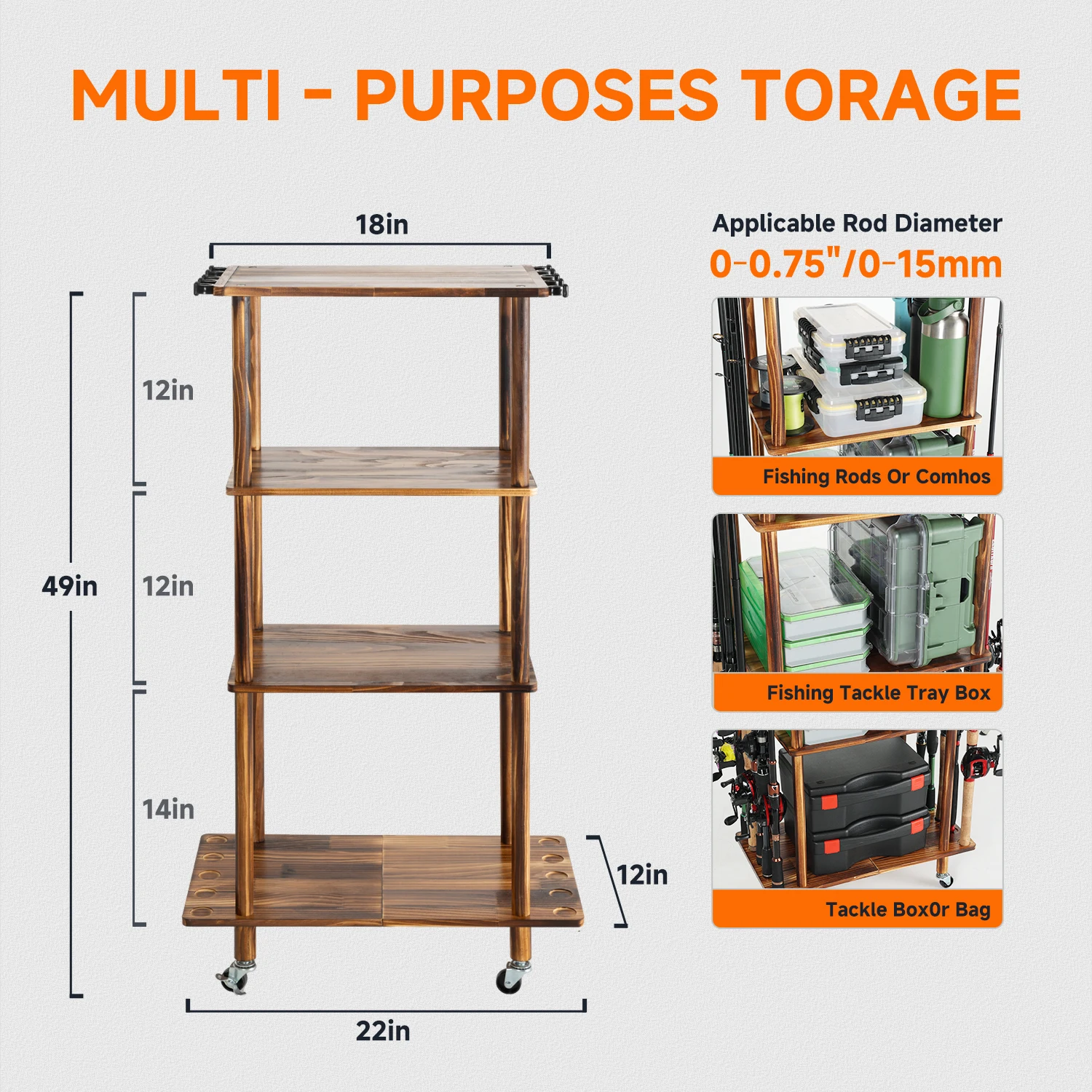 Cylindrical Floor Standing Fishing Rod Holder - Vertical Pole Rack for Tackle Storage