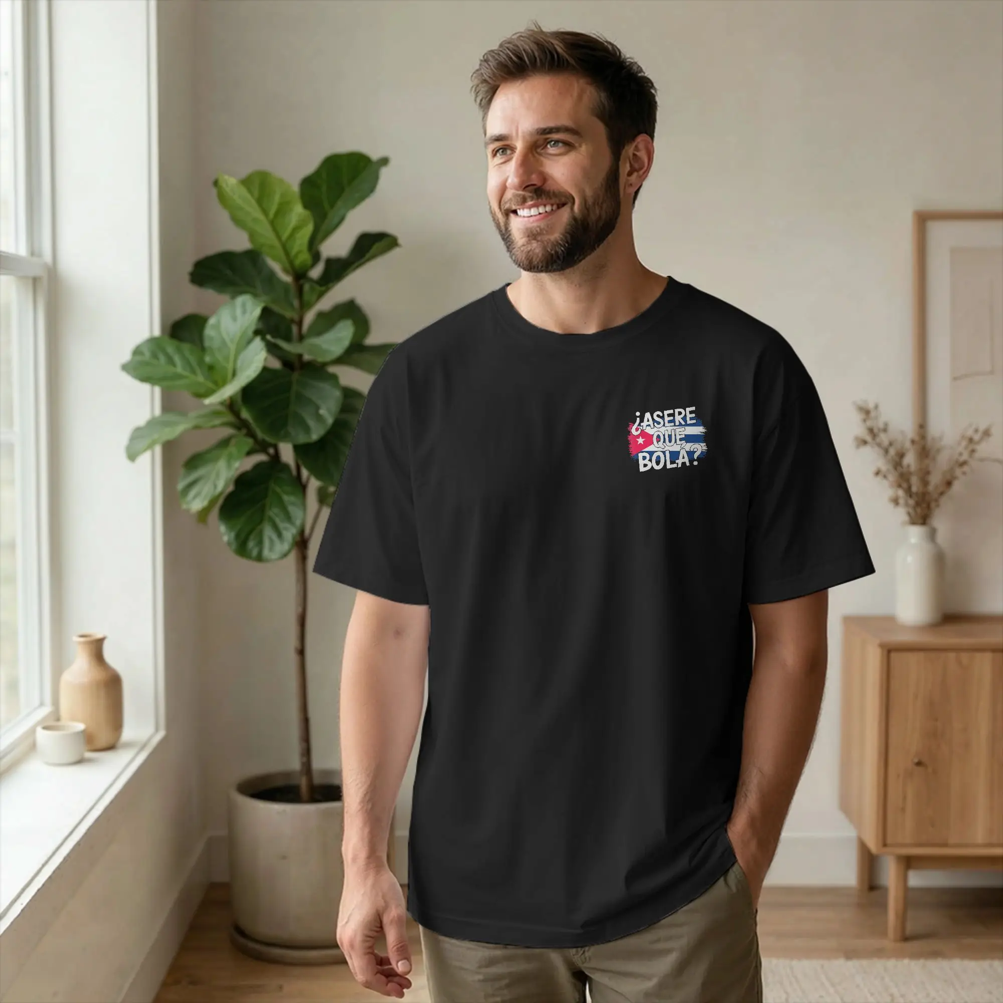 Men's T-Shirt Funny Cuban Greeting Asere Que Bola Novelty Cotton Tees Short Sleeve Flag T Shirt Round Collar merchandise Graphic