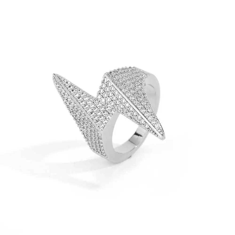 

Kitykiss Diamond Lightning Ring, Trendy Hip - Hop Style, Copper - Inlaid Zircon Fashion Jewelry