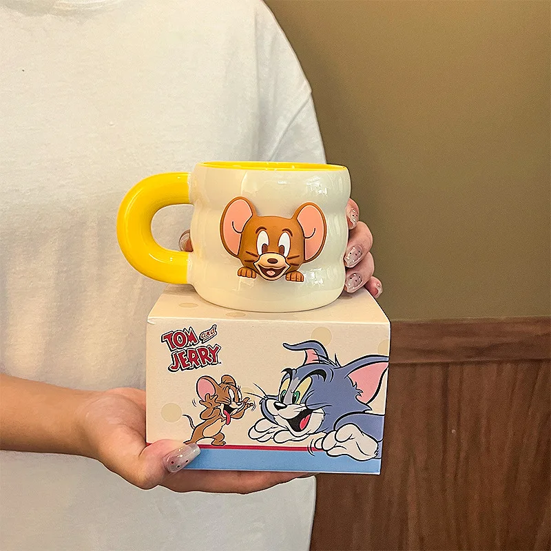 Tom and Jerry Cute Cartoon Mouse Cat Ceramics Coffee Cup Kawaii Mug Lovely Periphery Water Cup Home Decor Room Decoration Gift