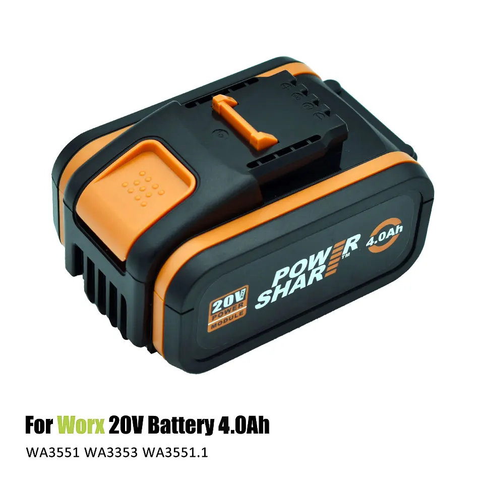 Worx 20V 4.0Ah Lithium battery Rechargeable WA3553 WA3551 WA3553.1 WA3570 for All WORX Electric and Garden Tools