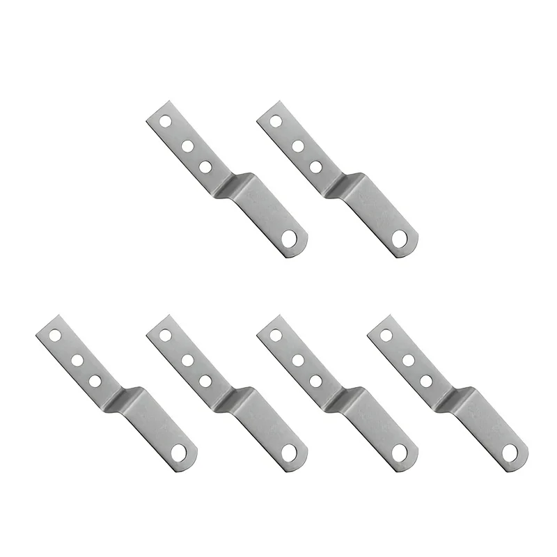 Six stainless steel Z-shaped brackets, suitable for wooden desks, chairs, wardrobes, and other similar items.