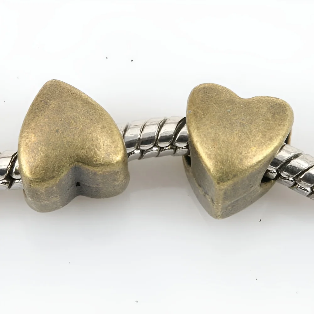 

15pcs 8x7mm ,hole:4mm antiqued bronze simple heart shaped beads fit bracelet EF0164