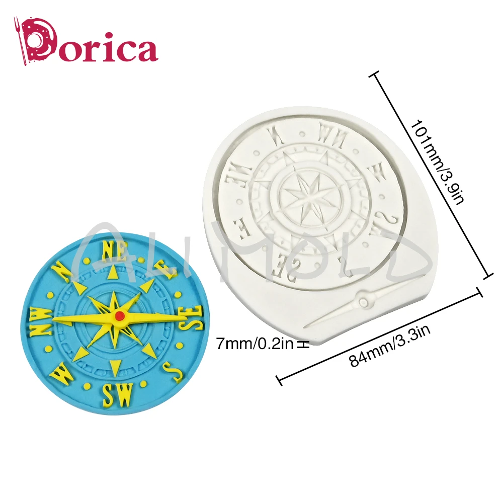 3D Antique Compass Shape Silicone Mold Fondant Chocolate Mould Diy Resin Clay Making Model Cake Decorating Tool Kitchen Bakeware