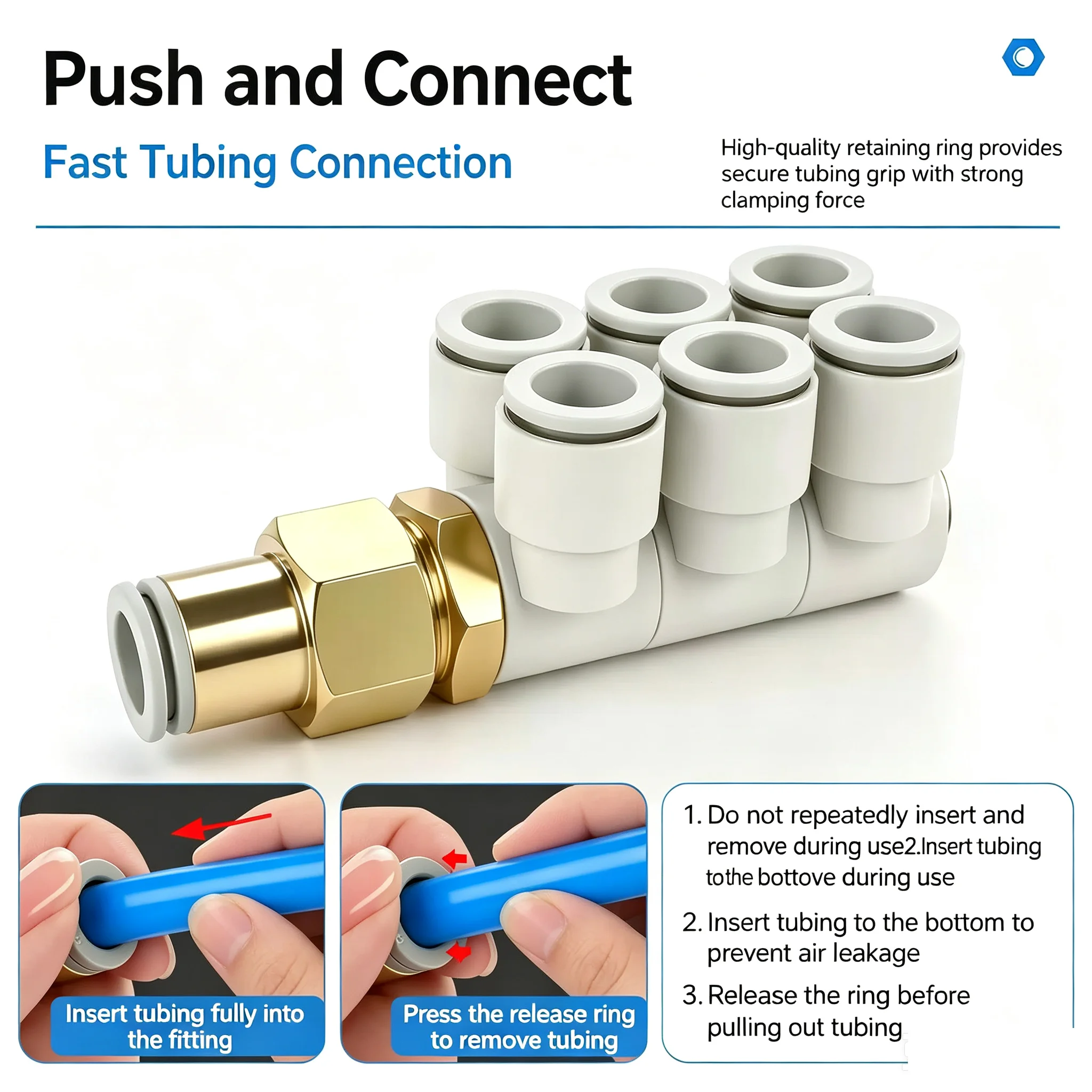 Universal Rotation Seven Way Double Row Quick Plug Air Pipe Joint 4-12mm One in Six out for Automotive And DIY Projects