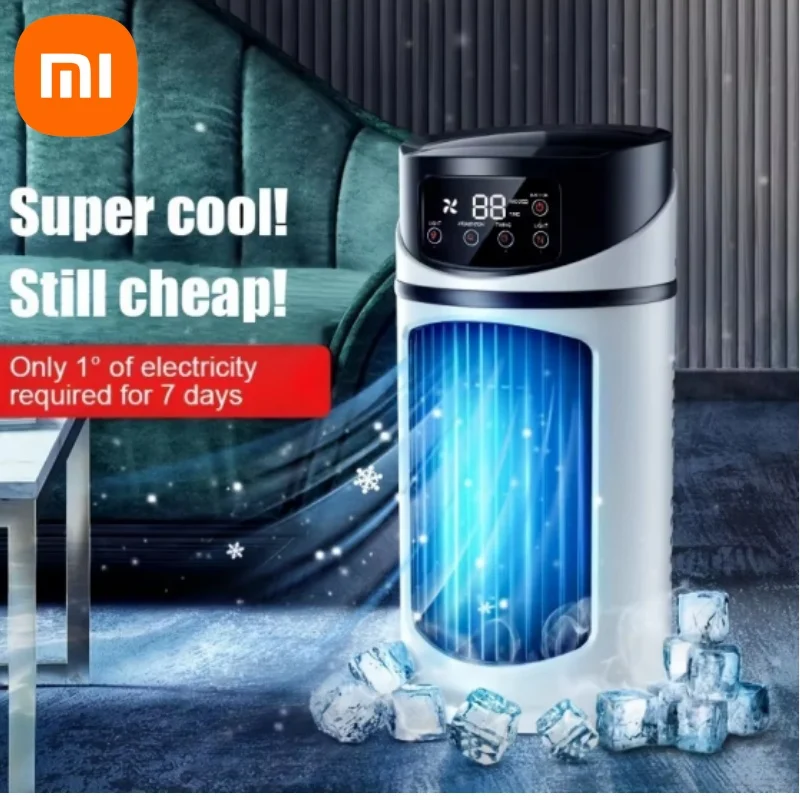 Xiaomi 1pc 3-in-1 Portable Cold Fan Humidifier Air Lamp Fan USB Fan Bench Chiller