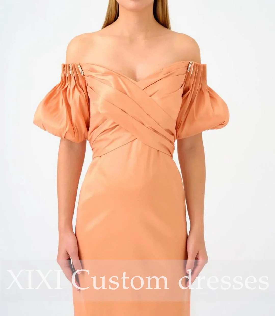 

XIXI فساتين سهرة A-Line Off-The-Shoulder Neckline Floor-Length Zipper Up Wedding Party Dress Birthday Dresses Luxury Elegant
