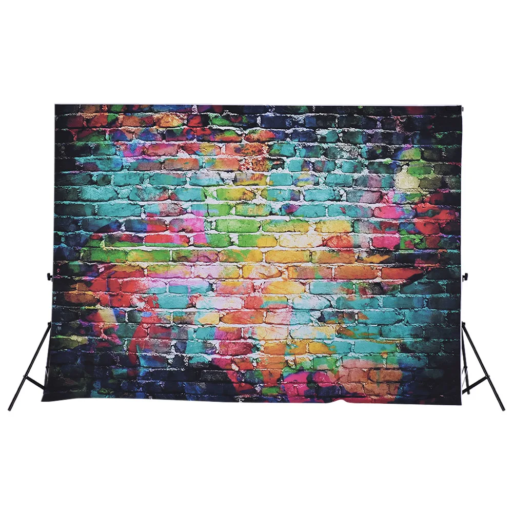 Andoer 5 * 6.9ft Photography Backdrop Digital Printed Colorful Doodle Scribble Brick Wall Pattern for Studio Photography