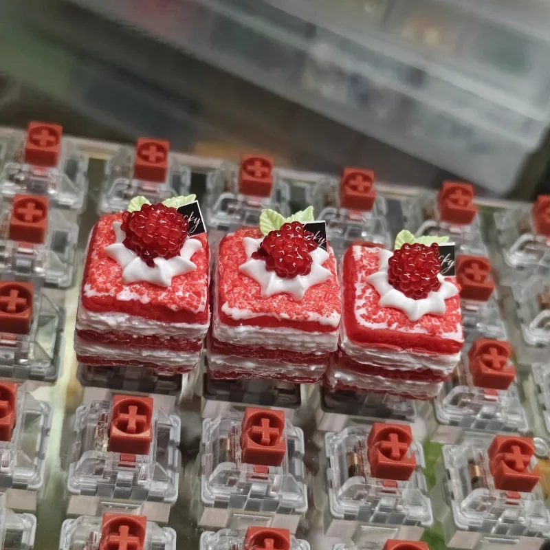 

Velvet Raspberry Cake Modeling Keycap Cross Shaft Food and Play DIY Personality Manual Clay Manual Mechanical Keyboard Keycaps