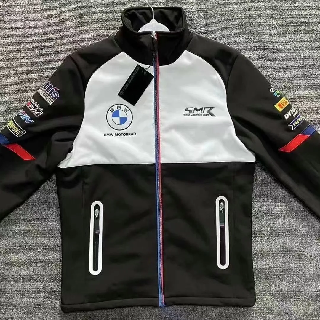 

BMW outdoor autumn and winter cycling soft shell hoodie, embroidered racing fleece warm jacket