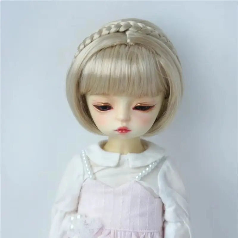 

JD620 Симпатичный BoBo с косой BJD Синтетический мохеровый парик OB11 YOSD MSD SD Blythe Аксессуары от 5-6 до 9-10 дюймов Кукольные волосы