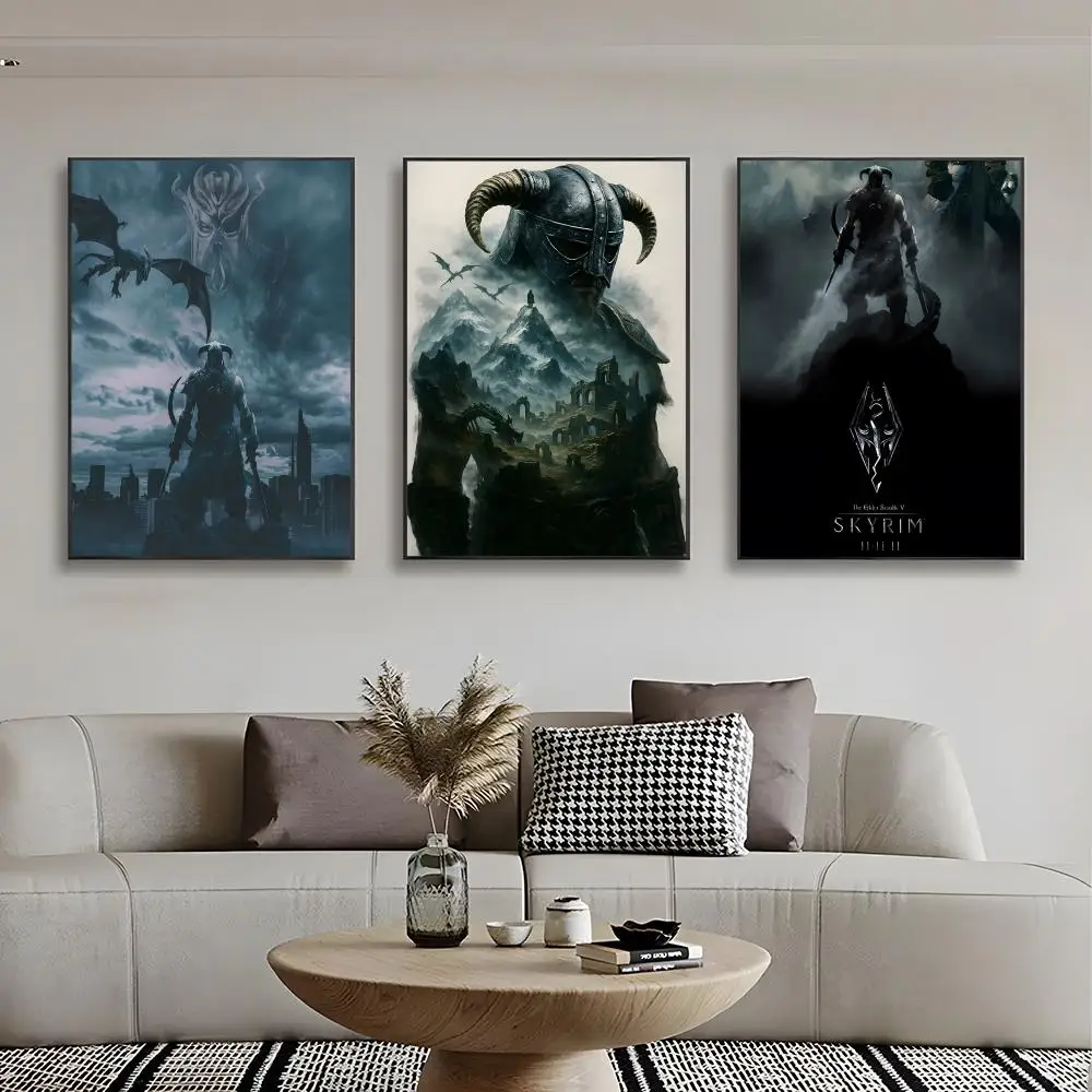 1 قطعة T-The E-Elder Scrolls V Skyrim المشارك قماش جدار الفن طباعة المشارك ديكور جدارية ديكور المنزل هدية غير المؤطرة #5