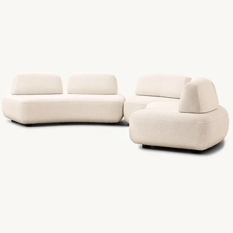 

Italian minimalist stone living room sofa, tofu block without armrests hotel, shopping mall, sofa