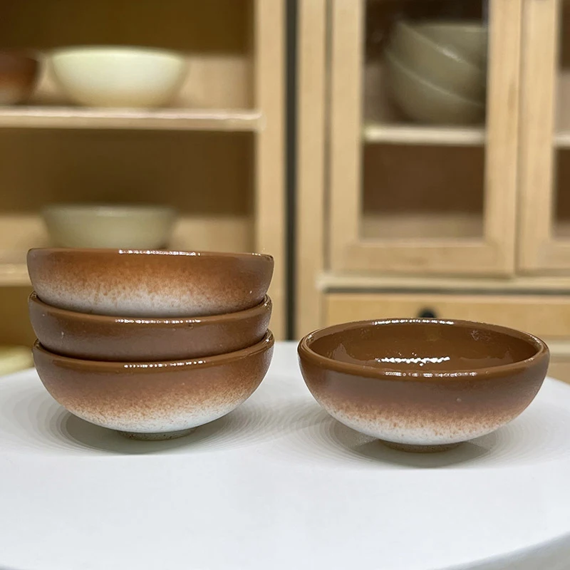 5Pcs 1:12 Dollhouse Miniature Fruit Bowl Salad Bowl Soup Plate Mini Cutlery Kitchen Tableware Decor Toy Doll House Accessories