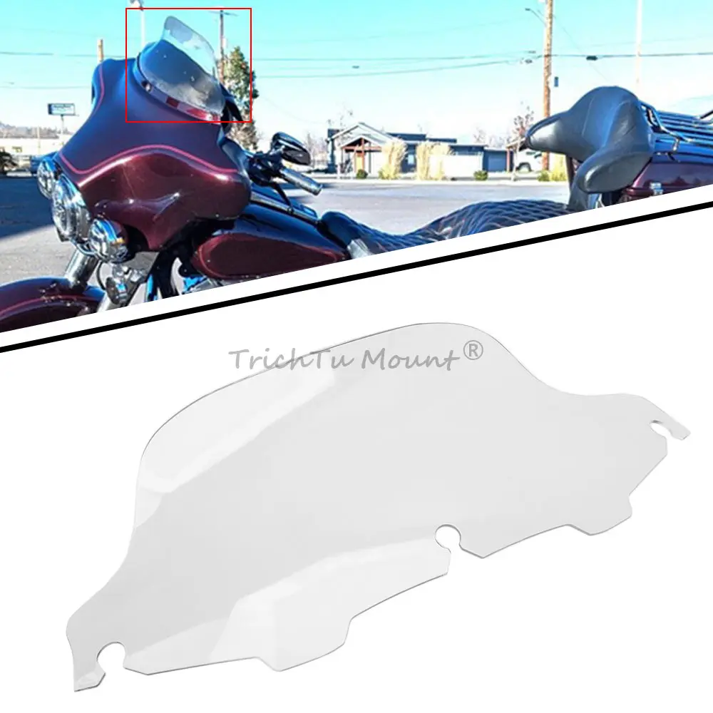 

8" Clear Motorcycle Fairing Windshield Windscreen Wind Deflector For Harley Touring Street Electra Glide Classic FLHT 1996-2013