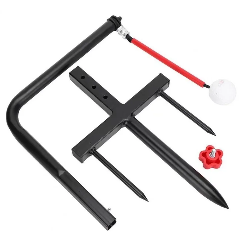 Golf Swing Trainer Portable Ground Insert Swing Hitting Frame with Hanging Ball Outdoor Personal Golf Practice Aid