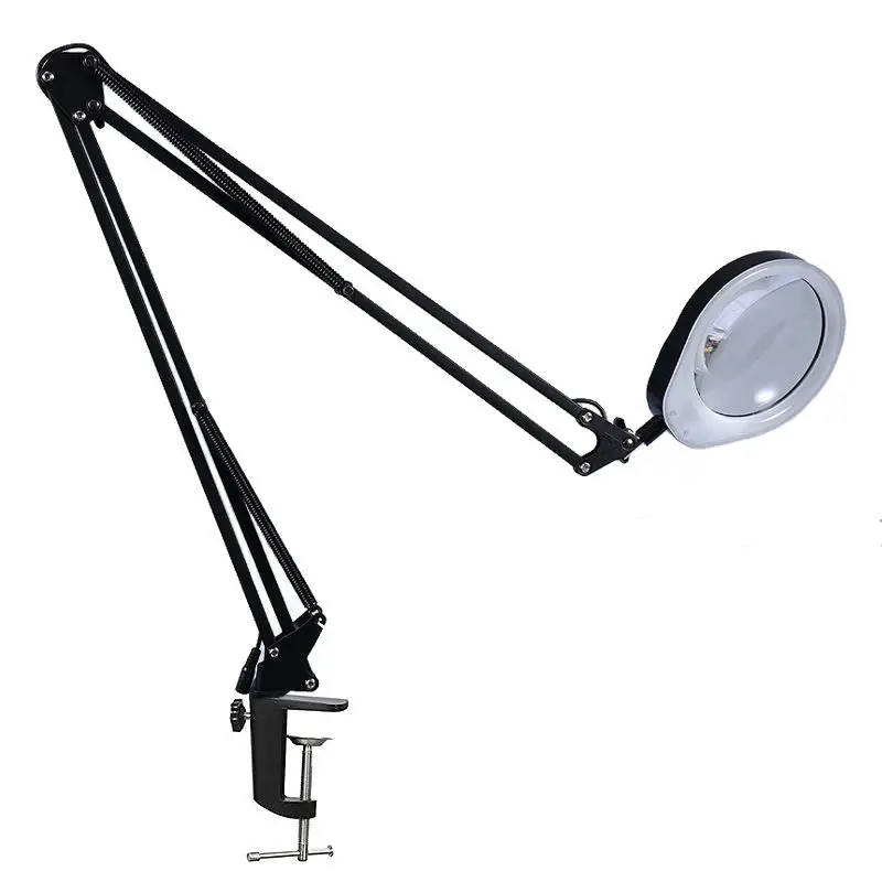 

Desktop Magnifier Lamp for Laboratory, Jewellers Loupe Magnifier Led Lamp 5-inch Black and White