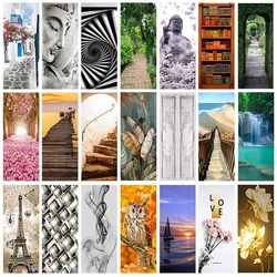 3D Buddha Mural Printed Door Art Sticker Peel and Stick Plants Scenery Home Decoration Bedroom Living Door Poster