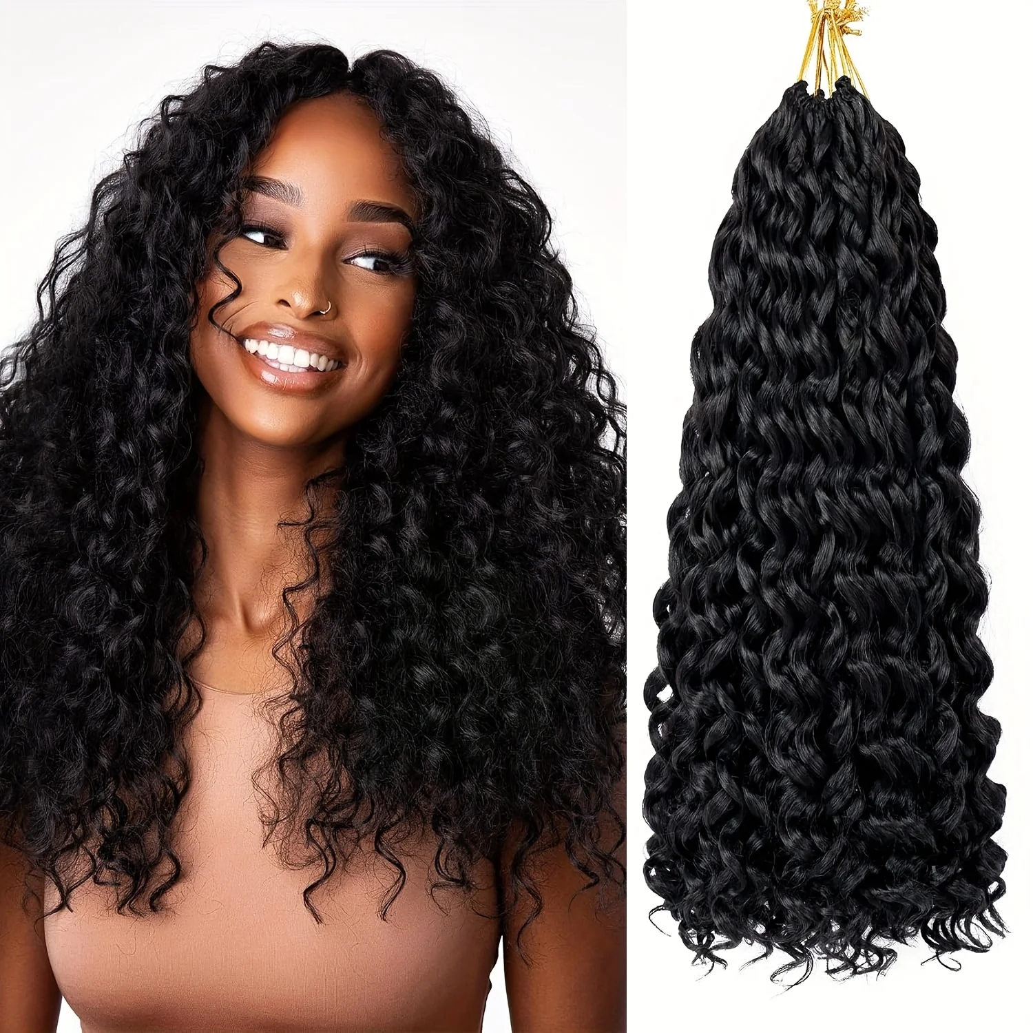 الاصطناعية قصيرة GoGo الضفيرة الكروشيه الشعر للنساء الشاطئ الضفيرة الكروشيه الضفائر الشعر المحيط موجة التقلبات تجديل وصلات شعر