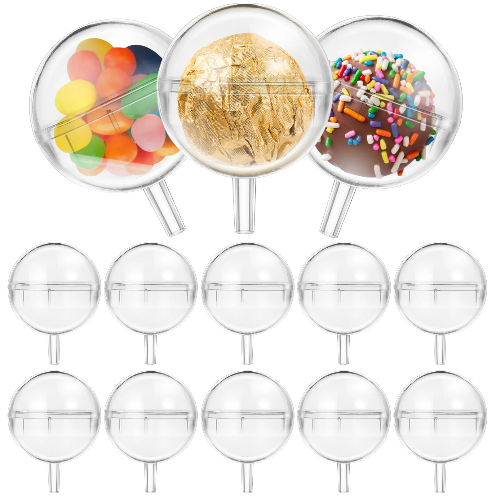 100Pcs Round Chocolate Flower Holder Clear Plastic Candy Cup for DIY Bouquet Decoration Wedding Valentine Gift Packaging