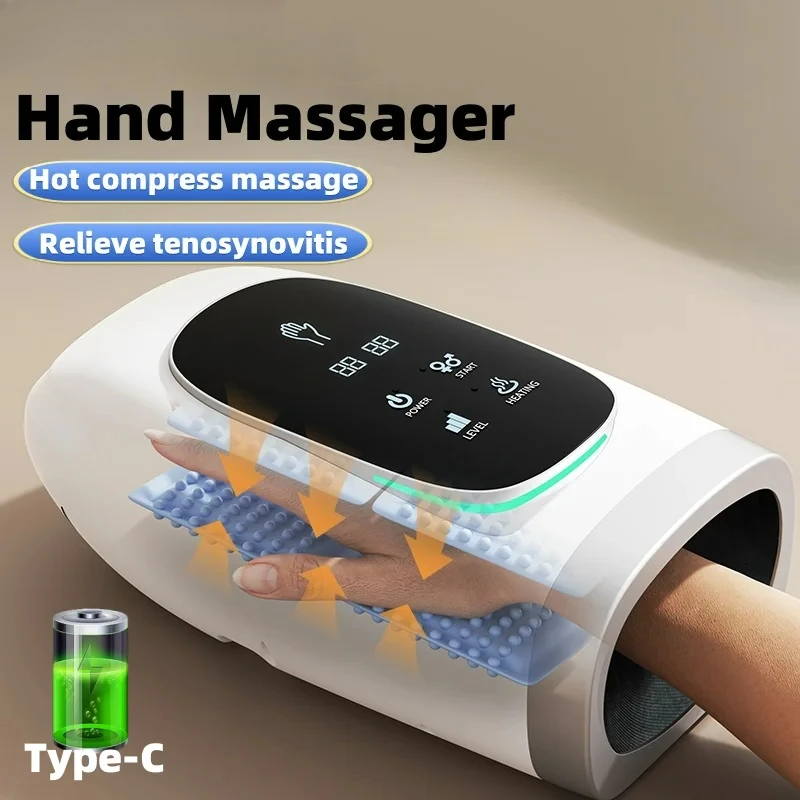 

Portable Hand Massager with Airbags Heat Therapy Vibration Meridian Pressure Points Kneading Palm Massage Wireless & Electric