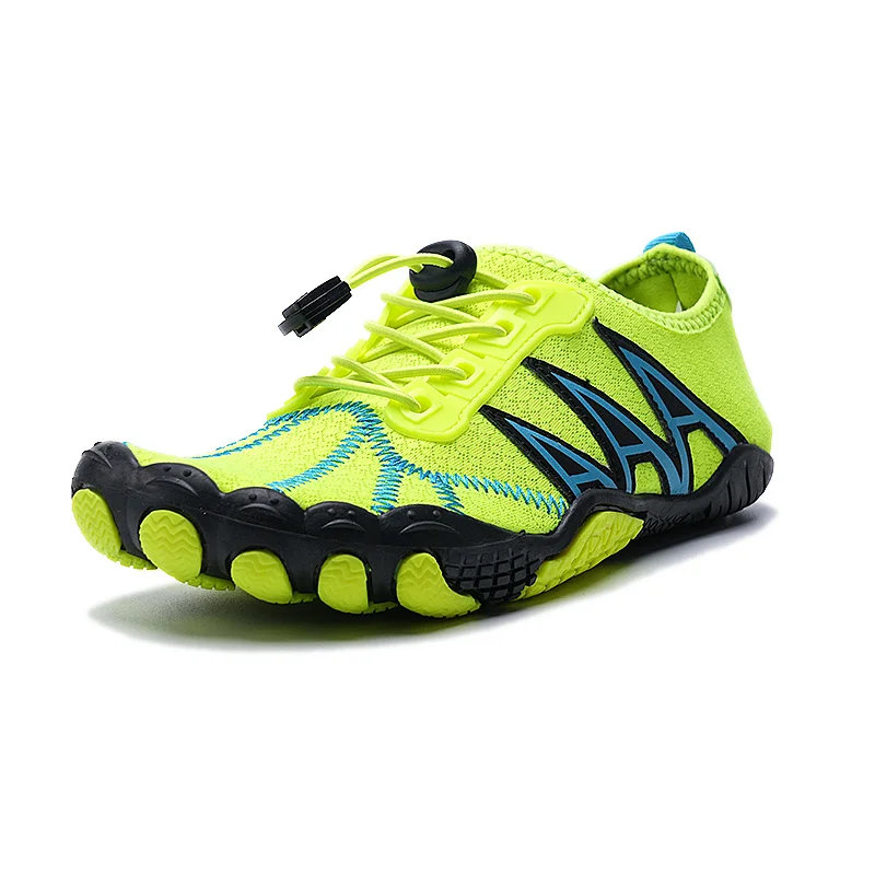 Summer Couples Barefoot Shoes Fashion Green Knit Wading Shoes Women Non-slip Outdoor Beach Five Fingers Shoes Men's Water Shoes