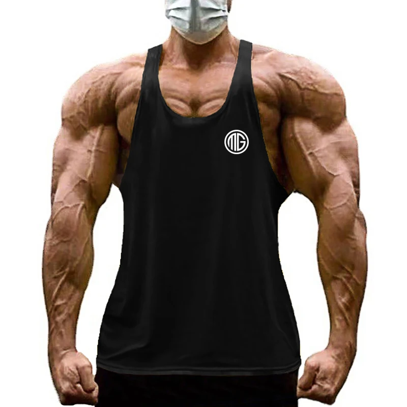 Mens Y Back Gym Barbell Print Summer Cotton Fitness Sleeveless Professional Bodybuilding Tank Tops  Workout Vest Muscle Singlets