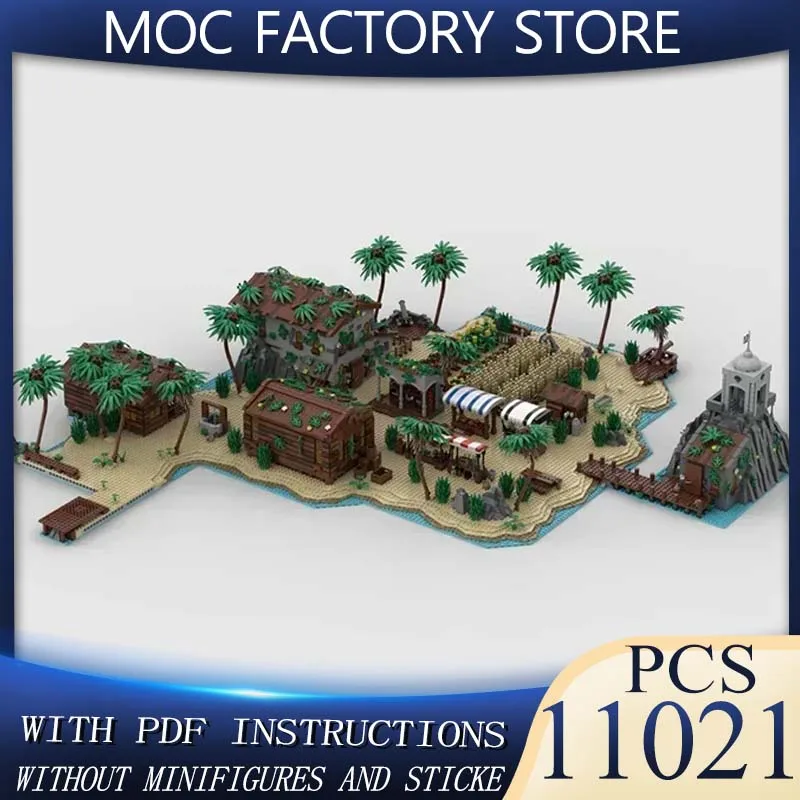 

Medieval Castle Model Moc Building Block Modular Pirate Island Bay Model Technology Brick DIY Assembly Build Toy Holiday Gifts