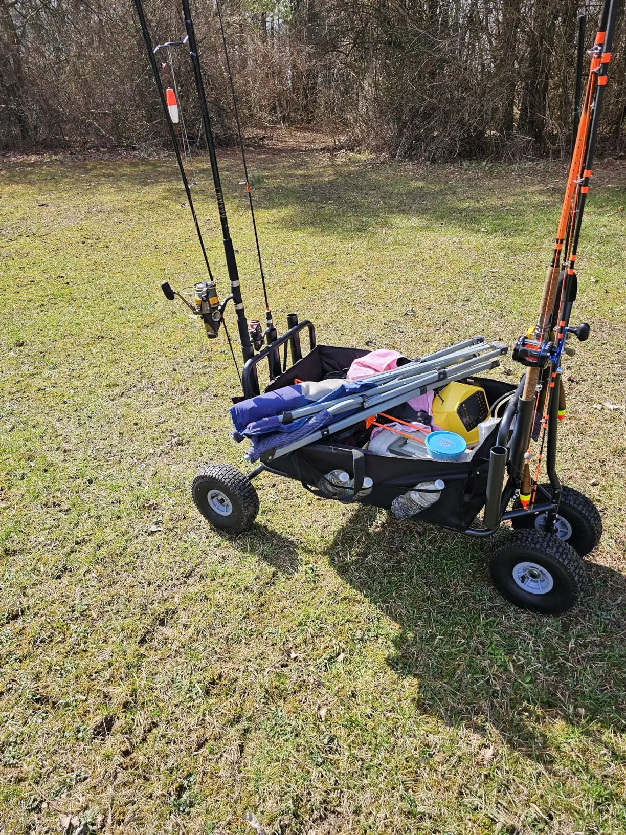 All-Terrain Non-Slip Wheels 550lbs Load Foldable Fishing Cart Wagons with 5 Fishing Rod Holders for Beach - view 6