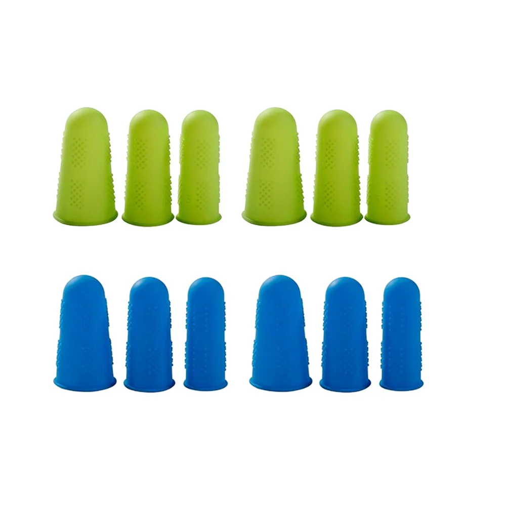 12 قطعة من غطاء إصبع السيليكون القابل لإعادة الاستخدام ومضاد للحرق ومقاوم للخدش لورشة المطبخ باللون الأخضر والأزرق لكل منهما #3
