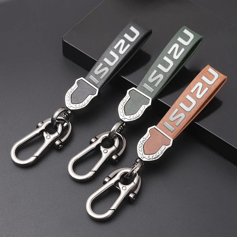 Fashion Luxury Genuine Leather Keychain Car Key Ring For Isuzu DMAX PANTHER ASCENDER MUX AMIGO AXIOM 4X4 Accessories