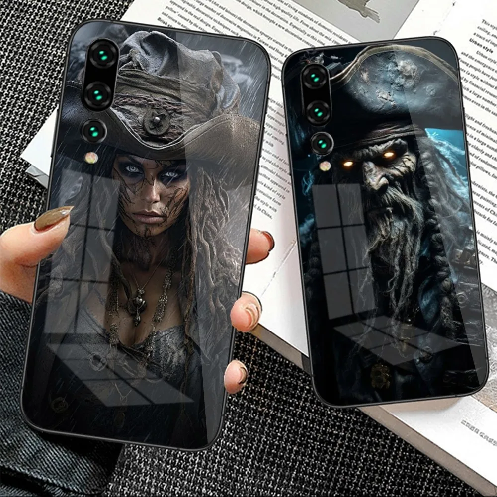 Cool Pirate Zombie Mobile Cell Phone Case for Huawei P50 P40 P30 P20 Pro Mate 40 30 20 Pro Nova 9 8 7 PC Glass Cover Funda