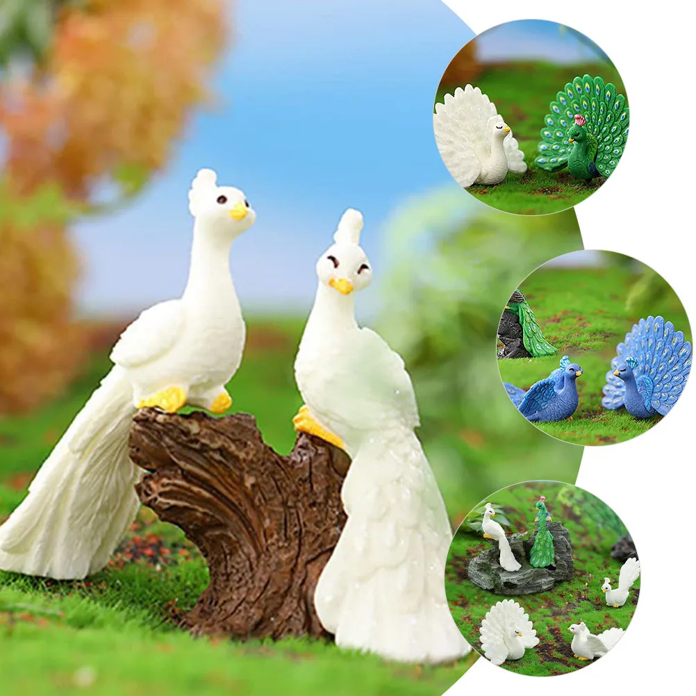 

1Set Resin Peacock Ornament Miniature Micro Landscape Decor Garden Bonsai Decoration Mini Peacock Figurines Resin Craft Ornament