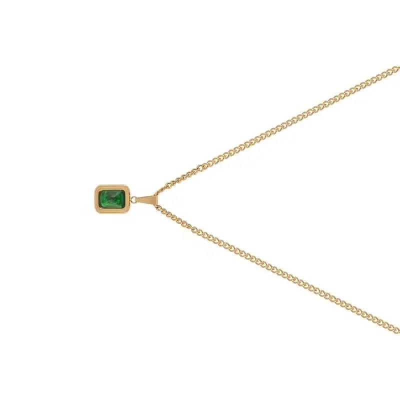 

Wedding Engagement Gift Jewelry For Women Girls, 2026 Fashion Retro Square Green Zircon Charm Temperament Pendant Necklaces