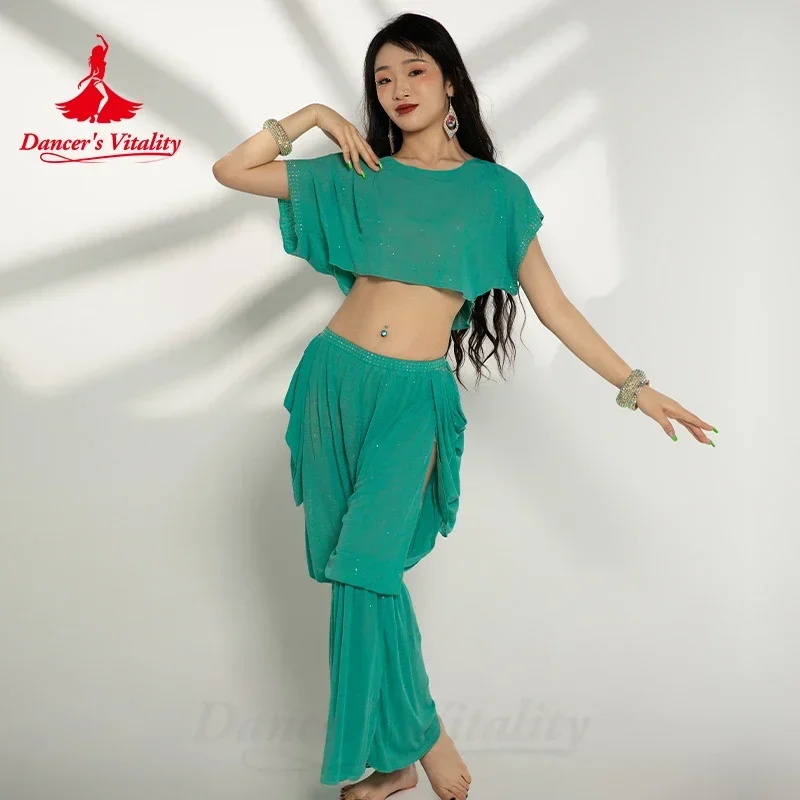 Belly Dance Practice Clothes Set Short Sleeves Top+trousers 2pcs Cusomzied Adult Children Bellydancing Suit Kid Oriental Outfit