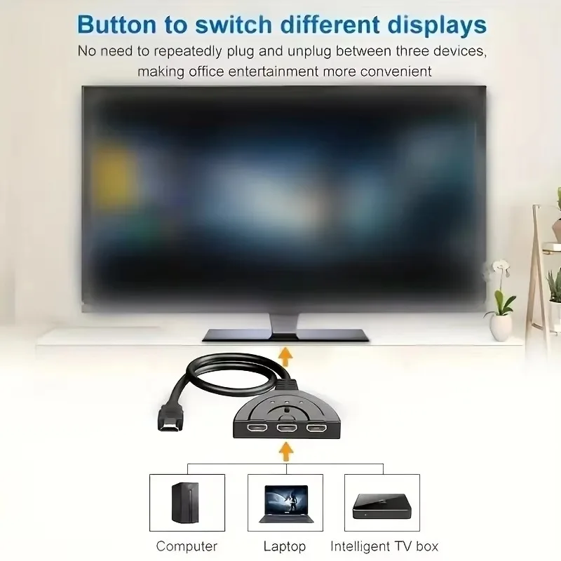 3 Port HDTV-compatible Switch 4K 3D VIdeo Switcher KVM Splitter 3 Input 1 Output Port Hub for Xbox PS4 DVD PC Laptop TV 4K*2K