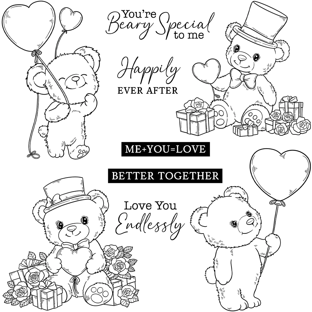 Mangocraft Valentine\'s Day Love Cute Bears Cutting Dies Clear Stamp DIY Scrapbooking Metal Dies Silicone Stamp For Cards Albums