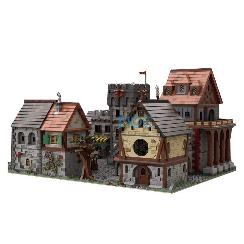 MOC-bloques de construcción de Castillo Real Medieval, juego de ladrillos de Castillo grande Medieval clásico, juguetes para la construcción, regalos de navidad