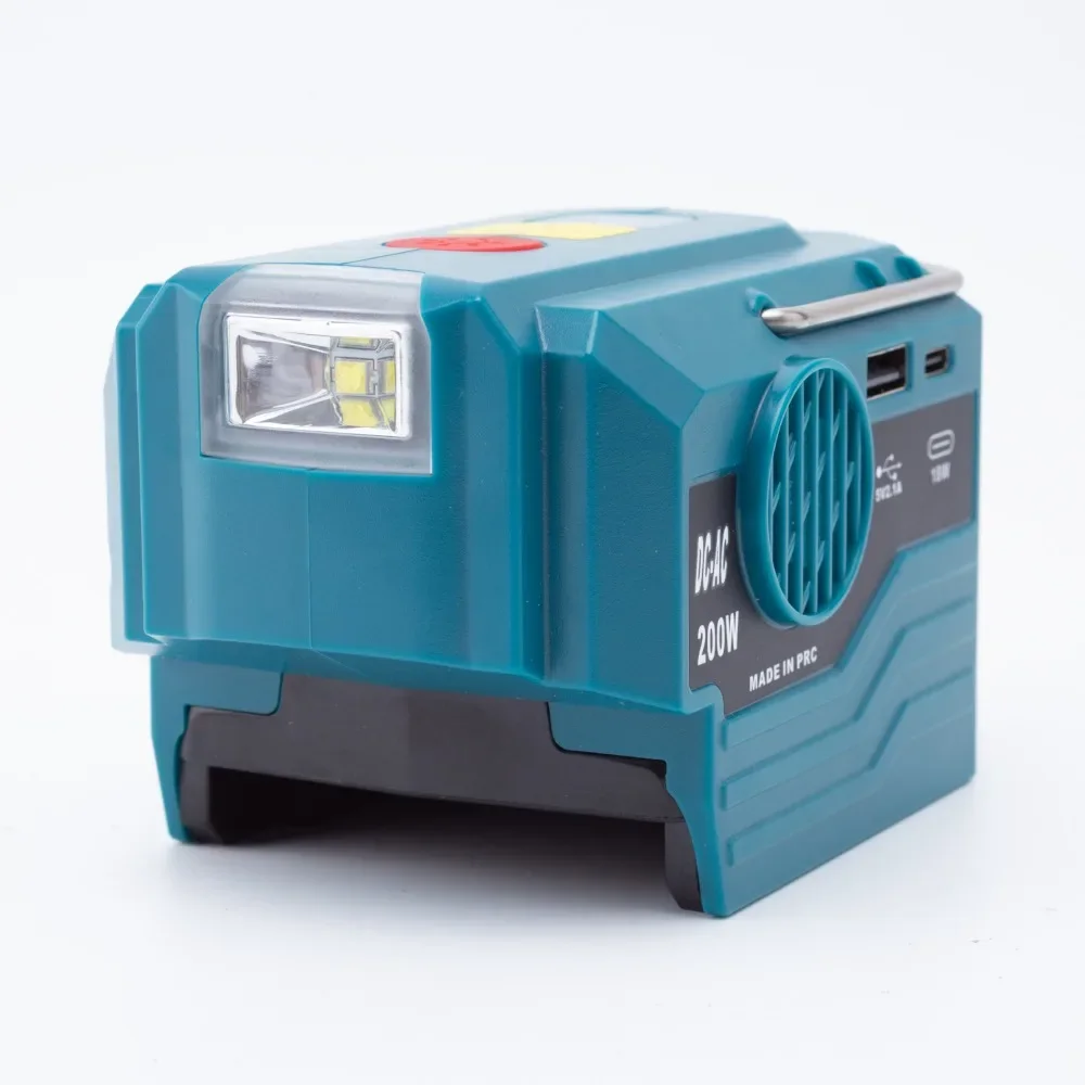 200 W Wechselrichter für BOSCH 18 V Lithium-Ionen-Akku-Adapter mit 110 V ~ 230 V AC-Ausgang mit USB-LED-Licht (keine Batterie)