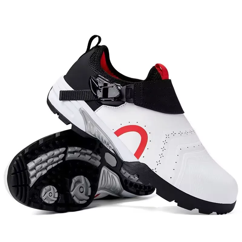 

New Anti Slip and Breathable Couple Golf Shoes White Genuine Leather Men's Golf Shoes Spin Button Comfortable Men's Sports Shoes