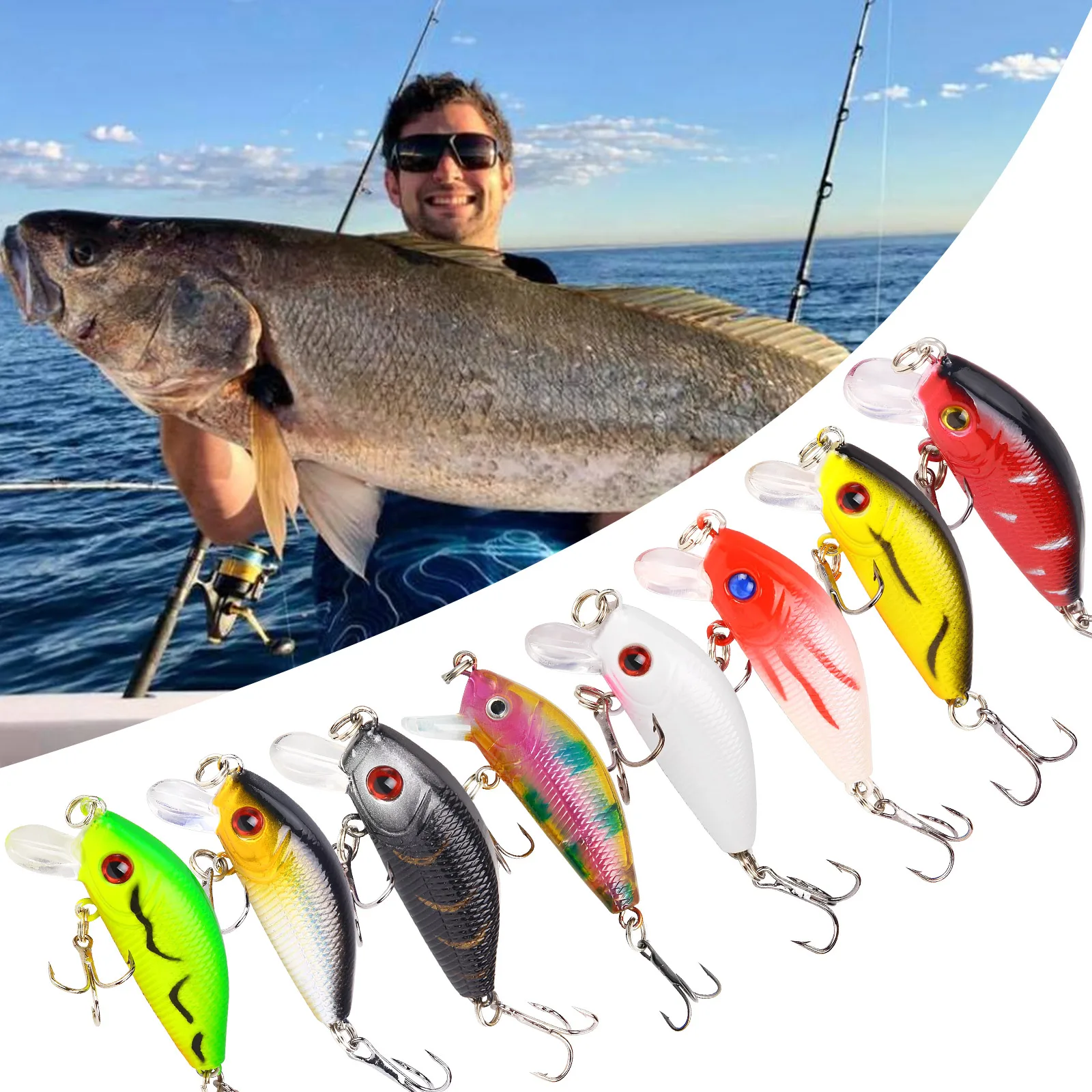 

1PC Minnow Fishing Lure 5cm 4.2g Wobbler Artificial Plastic Hard Bait Freshwater Fishing Tackle Outdoor Fishing Accessory