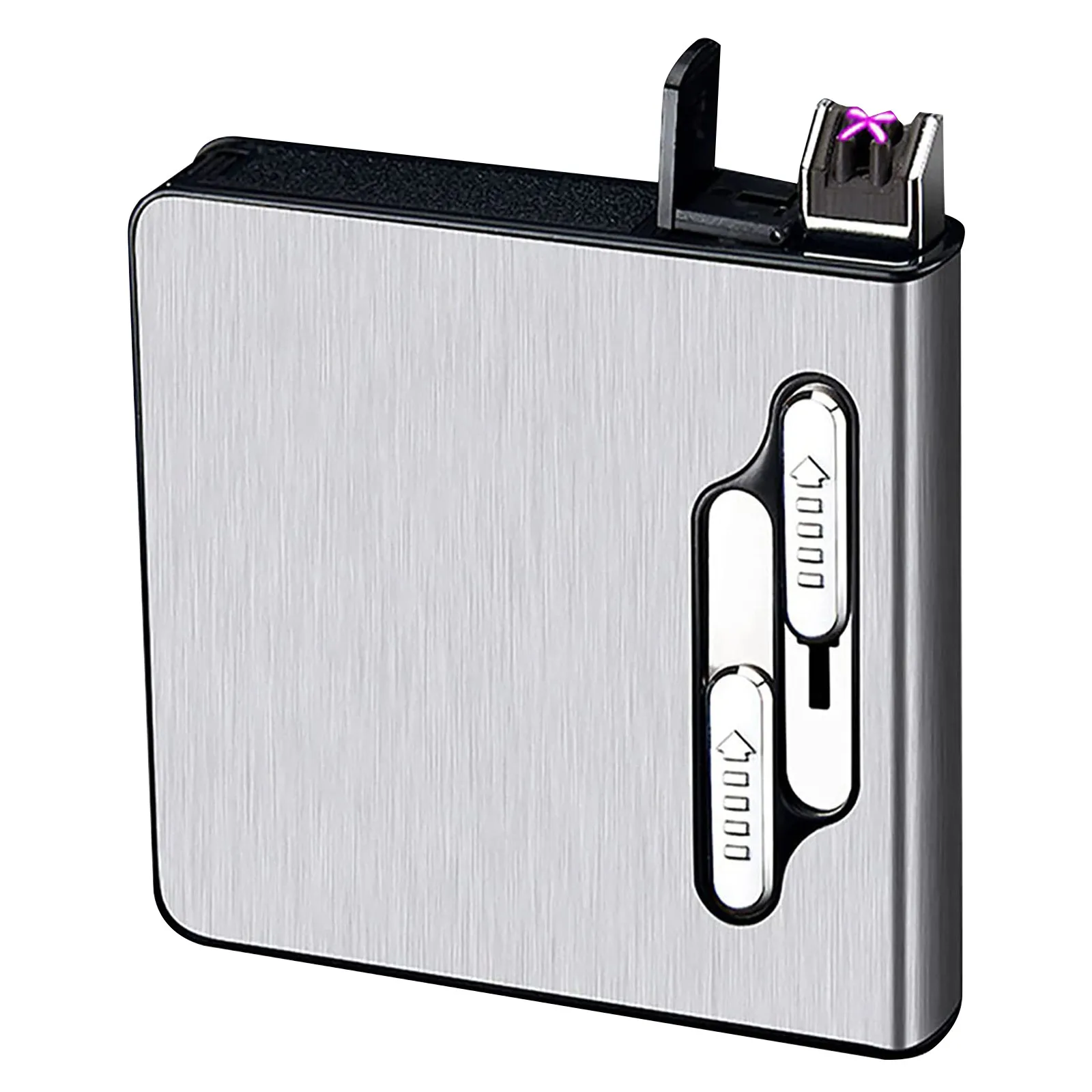 Cigarette-Case,Rechargeable Dual-Arc Lighter Cigarette-Box,Holds 20-Cigarettes